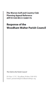 Warren Appeal.Woodham Walter Parish Council Response