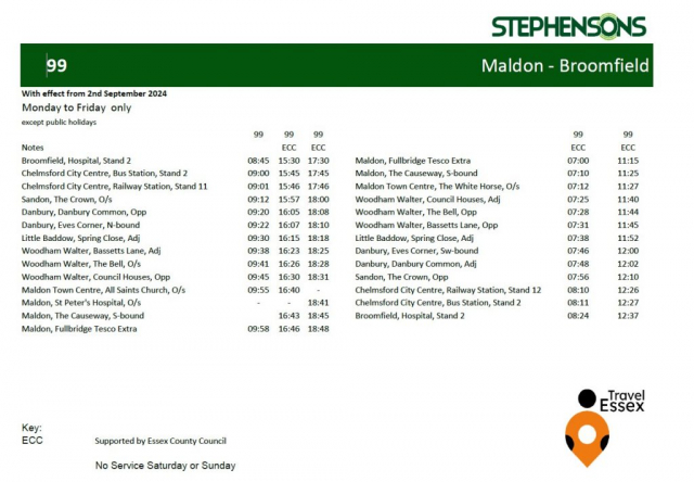 99 Bus Timetable