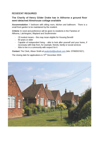Althorne Alms House Advert