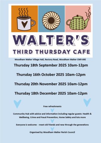 Poster with dates of Walter's Third Thursday Cafe